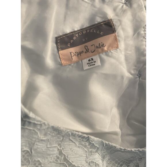 Pippa & Julie Dress Size 6X Light Blue Ivory Lace Tulle Lined Holiday Fancy NEW - Picture 9 of 9
